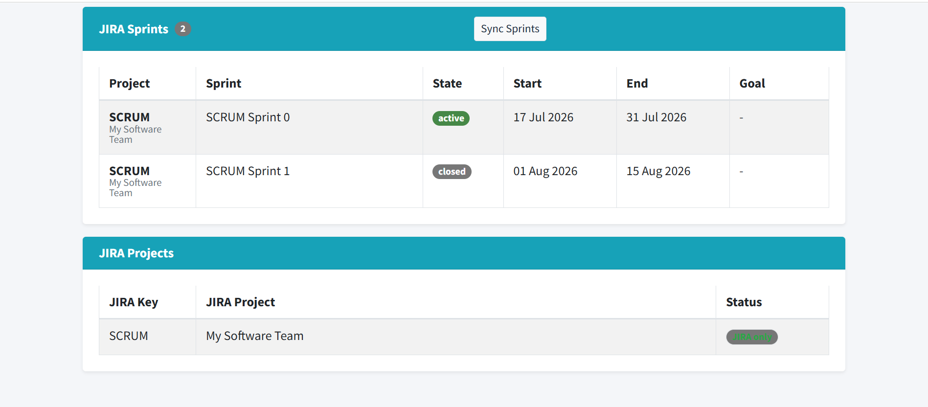 JIRA integration screenshot